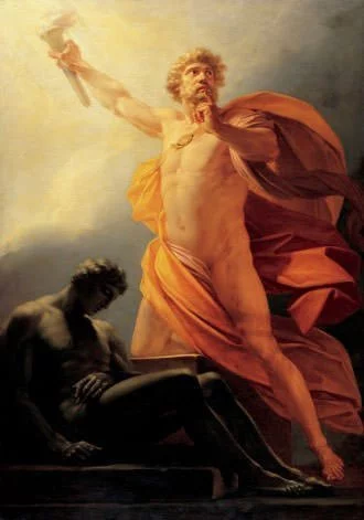 Prometheus Brings Fire to Mankind Painting