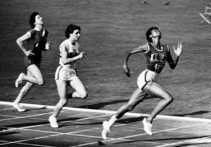 Wilma Rudolph winning the women's 100 meters