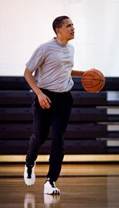 Barack Obama playing basketball