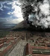 A artistic view of the explosion of Mount Vesuvius
