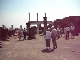 People visiting Pompeii
