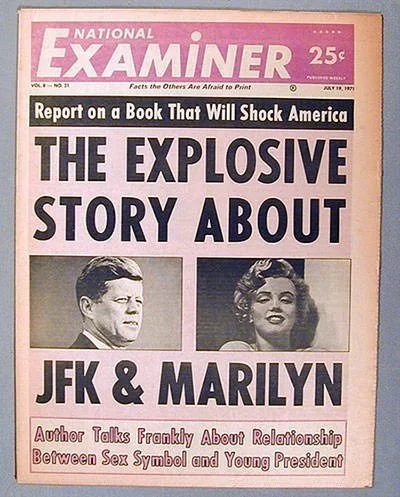 Сообщения в газете о романе между Мэрилин и Кеннеди