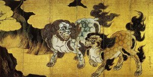 Chinese Guardian Lions by Kano Eitoku