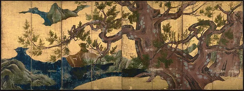 Painting of a Cypress by Kano Eitoku