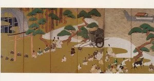 Painting of the chapter Miotsukushi from The Tale of Genji by Tawaraya Sotatsu