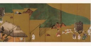Painting of the chapter Sekiya from The Tale of Genji by Tawaraya Sotatsu