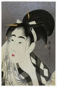 Woman Wiping Sweat by Kitagawa Utamaro