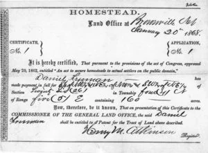 Homestead Certificate