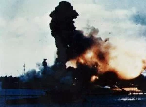 Battleship USS Arizona explodes