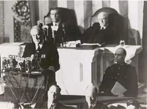 Roosevelt delivering the Infamy Speech