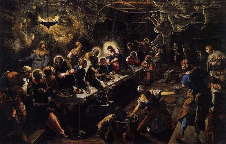 La última cena (1594) de Jacopo Tintoretto