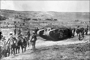 A tank at the Battle of the Somme