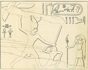 Drawing of a rock inscription of Khufu