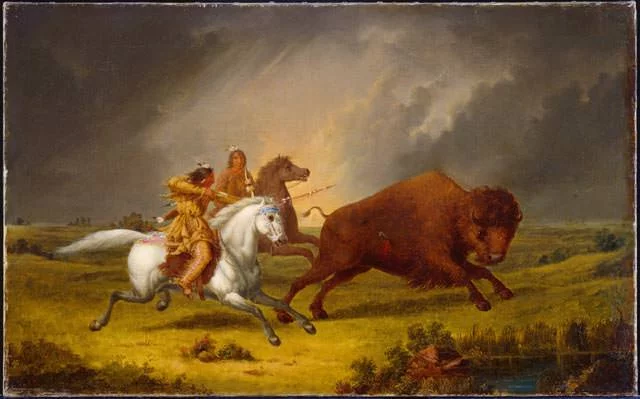 Native American hunting a bison