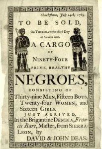 Handbill advertising a slave auction