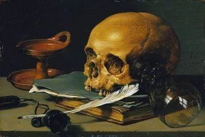 Still Life with a Skull and a Writing Quill - Pieter Claesz