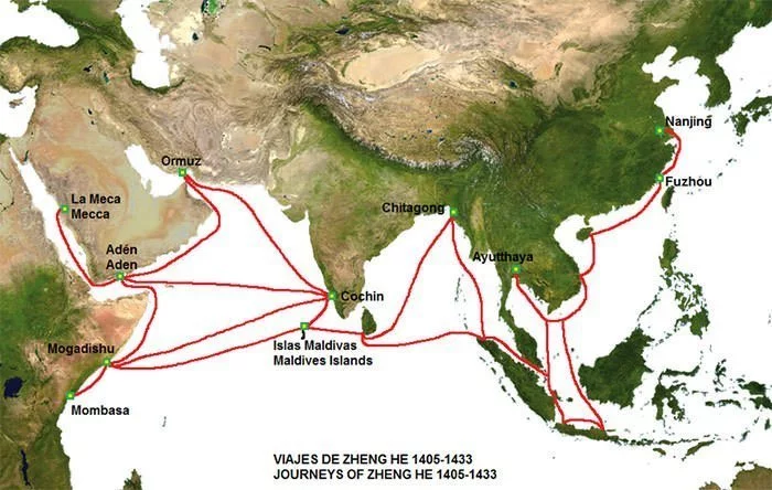 Map of Zheng He's Seven Voyages