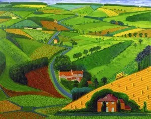 The Road Across the Wolds (1997) by Hockney