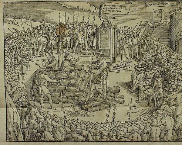 Hugh Latimer and Nicholas Ridley being burnt at the stake