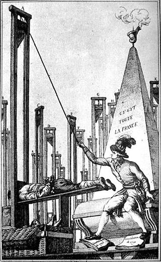 Satirical engraving of Robespierre