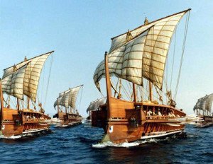 Fleet of Greek triremes