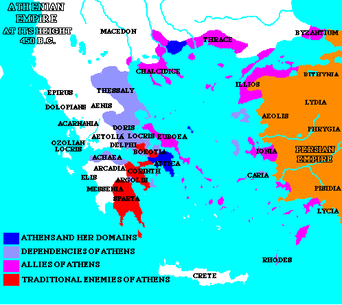 The Athenian Empire map (450 B.C.)