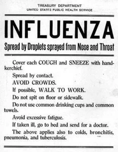 US Public health service flyer during the 1918 Influenza Pandemic