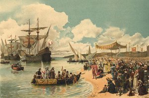Vasco da Gama leaving the port of Lisbon