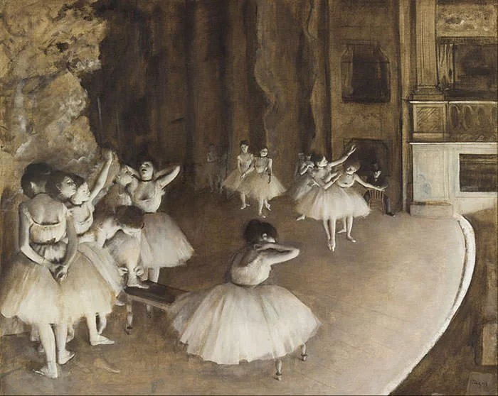 Ballet Rehearsal on Stage (1874) - Edgar Degas