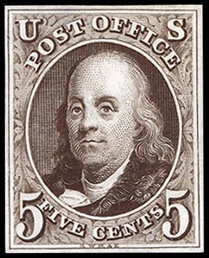 Benjamin Franklin First US postage stamp