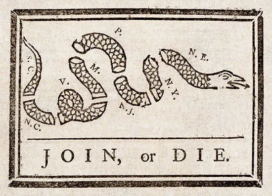 Join, or Die by Benjamin Franklin