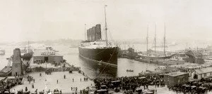 Lusitania at the end of her maiden voyage