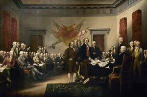 Painting of Committee of Five presenting the U.S. Declaration of Independence