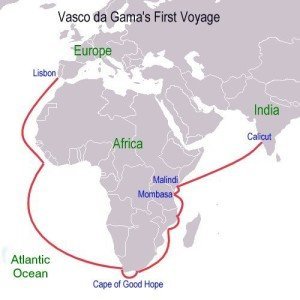 Vasco da Gama voyage route | Learnodo Newtonic
