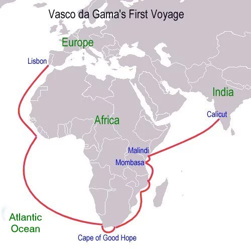 Vasco da Gama voyage route
