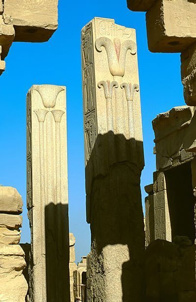 Heraldic Pillars at the temple of Amun at Karnak
