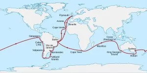 H.M.S. Beagle voyage route (1831–1836)