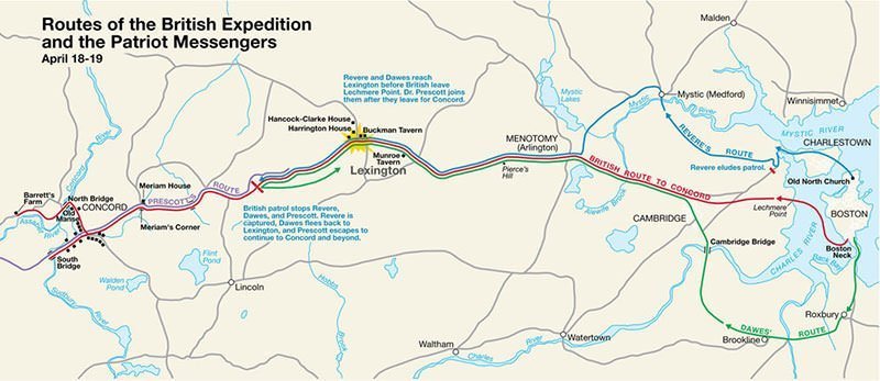Battle of Lexington And Concord Map