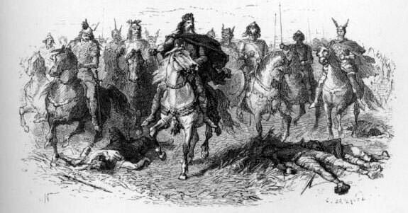 Charlemagne heading his army against the Saxons