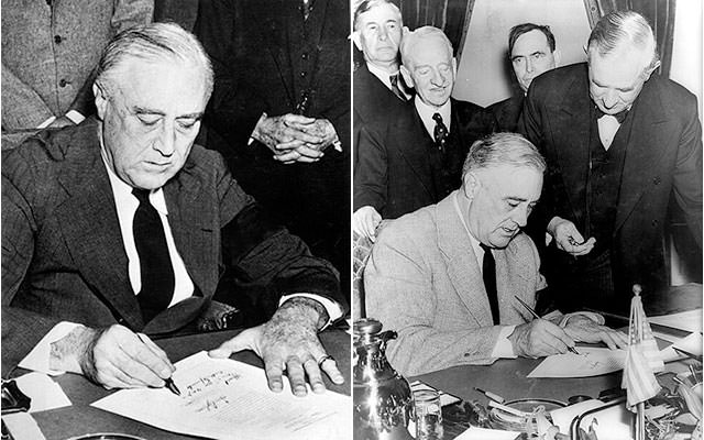 FDR signing declarations of war during WW2