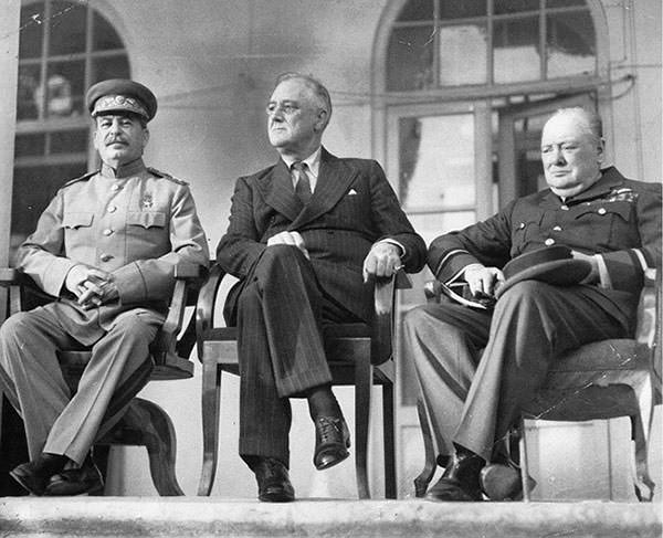 Joseph Stalin, Franklin D. Roosevelt and Winston Churchill