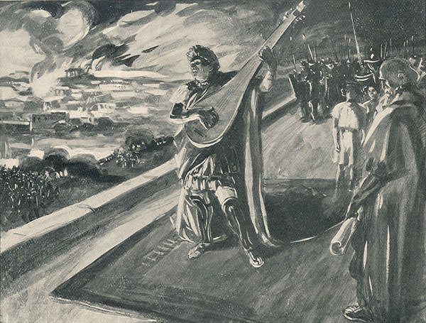 Nero playing the Lyre during the Great Fire of Rome