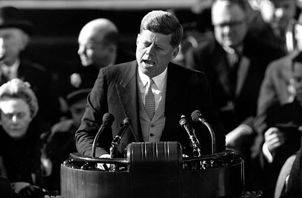 President John F. Kennedy speaking during his Inaugural Address