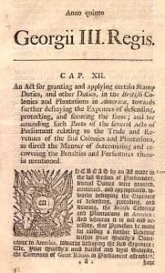 Notice of Stamp Act of 1765