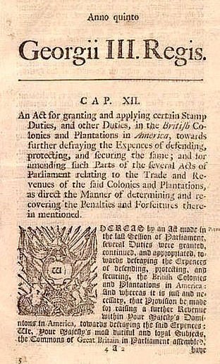 Notice of Stamp Act of 1765