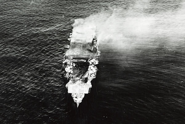Photo of IJN Hiryu during the Battle of Midway