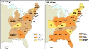 U.S. Voting Rights expansion map (1800 - 1830)