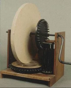 Reconstruction of Leonardo's lens-grinding machine