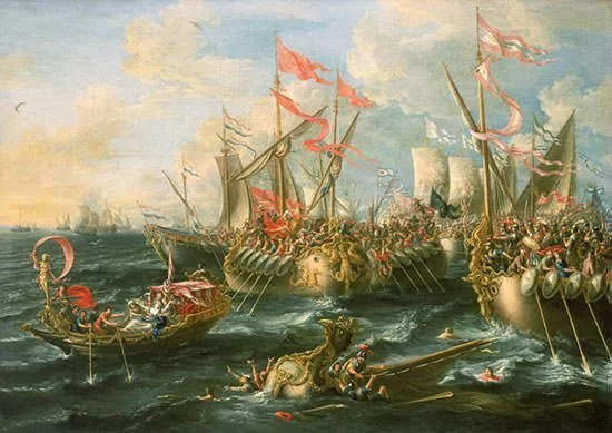 Картина битвы при Actium Август 