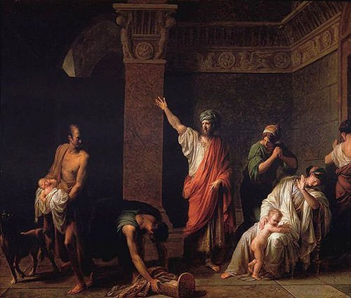 Astyages sending Harpagus to kill young Cyrus